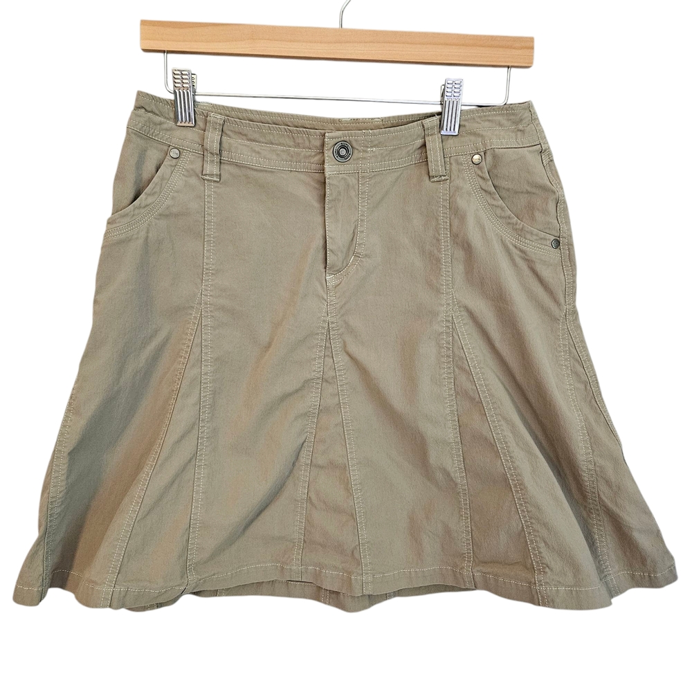 Kuhl Splash A-Line Mini Cargo khaki Skirt Canvas outdoors leisure, Size 6